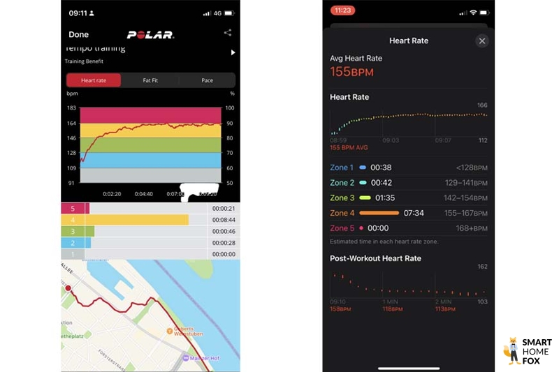 Вы можете увидеть зарегистрированный пульс с помощью нагрудного ремня и Apple Watch SE.